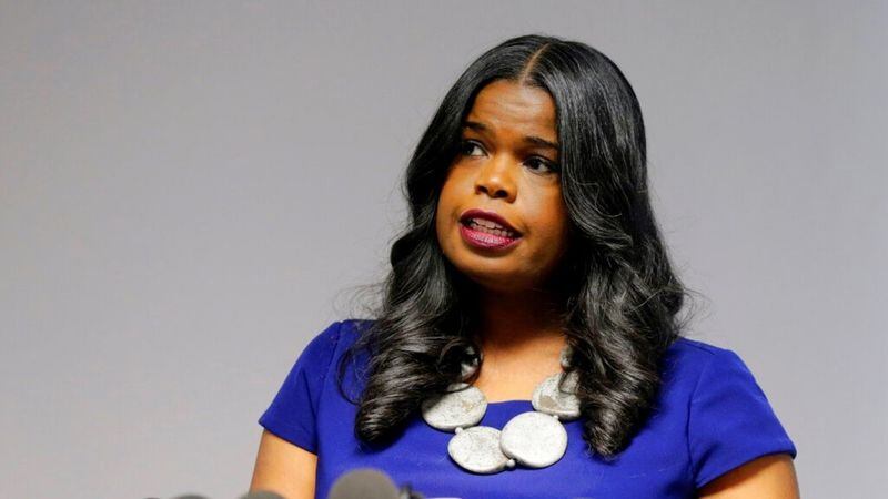 FILE - In this Feb. 22, 2019 file photo, Cook County State's Attorney Kim Foxx speaks at a news conference in Chicago. Foxx on Wednesday, March 27, 2019, defended the decision by her staff to drop charges that "Empire" actor Jussie Smollett staged a racist, anti-gay attack in January. Foxx recused herself before Smollett was charged last month because she had discussed the case with a Smollett family member. 