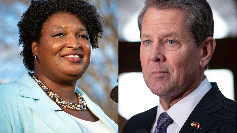 Stacey Abrams and Brian Kemp composite in second race for governor.