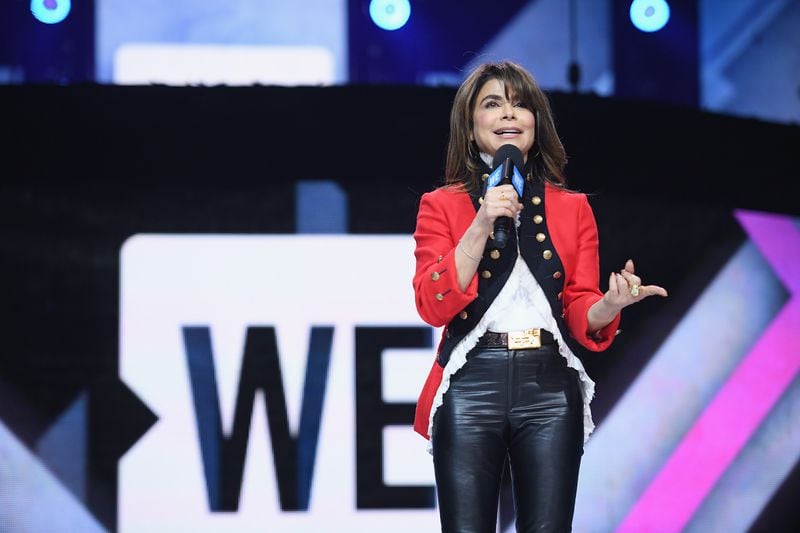  NEW YORK, NY - APRIL 06: Paula Abdul speaks on stage during WE Day New York Welcome to celebrate young people changing the world at Radio City Music Hall on April 6, 2017 in New York City. (Photo by Dimitrios Kambouris/Getty Images for WE)