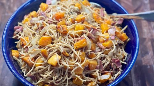 Resolve to take care of yourself with good-for-you comfort food, such as Roasted Squash Carbonara. Kellie Hynes for The AJC