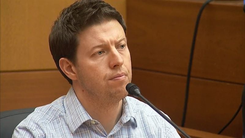 Atlanta Police Department Officer Brian Ricker testifies during the murder trial of Tex McIver on March 22, 2018 at the Fulton County Courthouse. (Channel 2 Action News)
