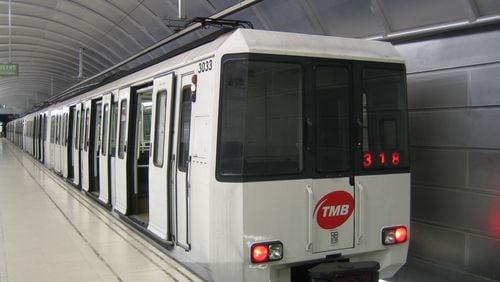 The Barcelona Metro has numerous trains running at all times of the day.