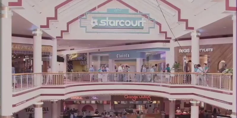 The Starcourt Mall in all its full glory during production.
