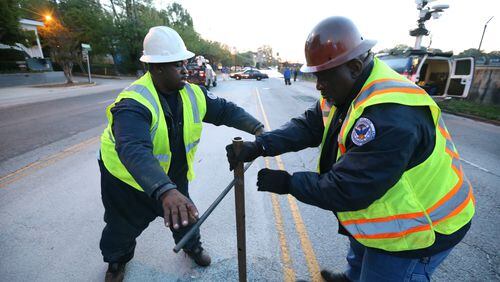 A major northeast Atlanta thoroughfare was shut down Thursday morning after a water main break left deep standing water in the roadway. The break, near the intersection of DeKalb Avenue and Elmira Place, was reported just before 6 a.m.
