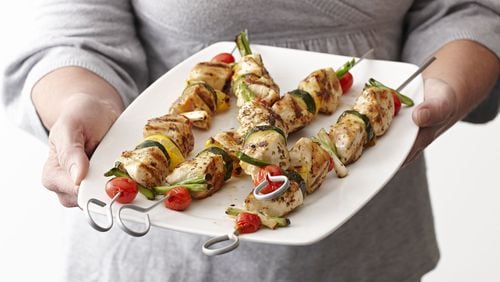 Saturday’s Lemon-Oregano Chicken Kebabs can be served over couscous. Contributed by Perdue Foods