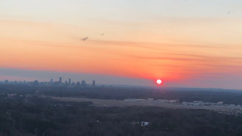 Caption: The sun can be a beautiful thing, but it can also throw a wrench into the ride around Atlanta. Feb. 24, 2021. Credit: Doug Turnbull/WSB Skycopter