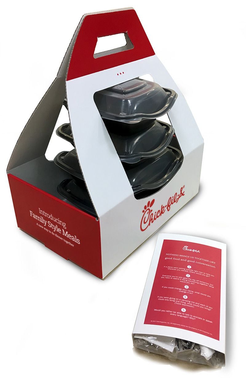 Chick-fil-A will serve Family Style Meals in containers that are easy to carry. (Photo via Chick-fil-A)