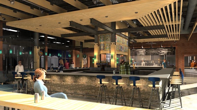 SweetWater taproom interior rendering. Contributed by SweetWater Brewing Co.