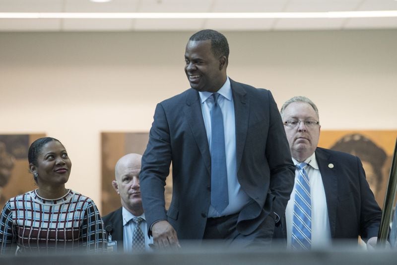 Atlanta mayor Kasim Reed handed out $350,000 in bonuses to senior staff during his final days in office. Reed also gave away more than $67,000 in a raffle and to contest winners during an “executive holiday party” at City Hall in December. ALYSSA POINTER/ALYSSA.POINTER@AJC.COM