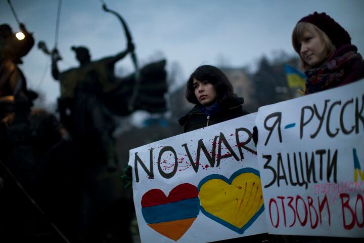 Russian military actions in Ukraine spark demonstrations