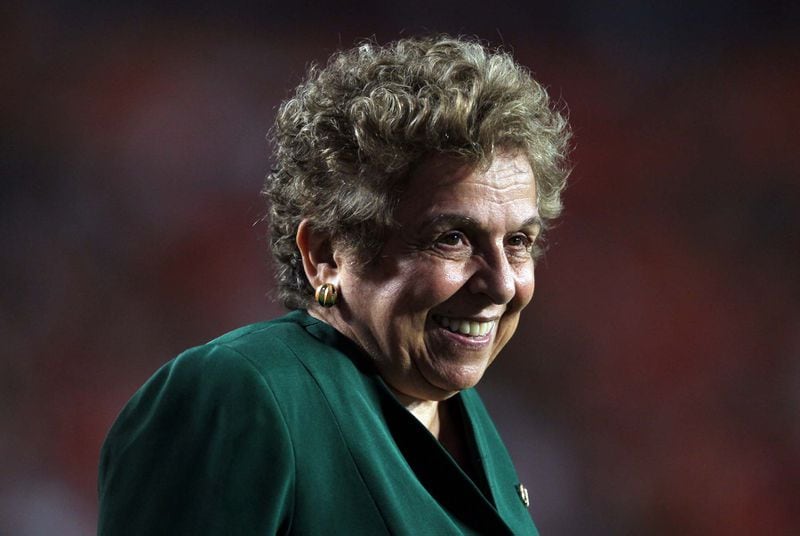 University of Miami President Donna Shalala, shown in 2011 at a Hurricanes football game. (Courtesy of Allen Eyestone)