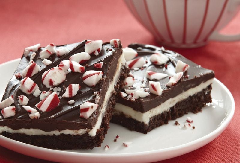 Peppermint Bars are an extravagant dessert of a fudgy brownie layered with peppermint frosting and a rich chocolate glaze. It’s OK to indulge in a holiday treat, but make sure you’re balancing it with waistline-friendly choices, as well as staying active through the day. MCCORMICK / MCT