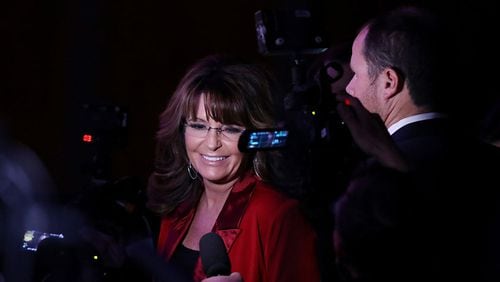 Former Gov. Sarah Palin (R-AK) attends Republican presidential nominee Donald Trump's election night event at the New York Hilton Midtown on November 8, 2016 in New York City.