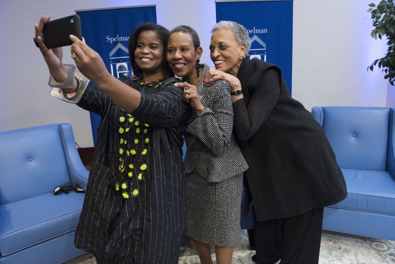 Johnnetta Betsch Cole (far right), along with Andrea Barnwell Brownlee ('94) and former Spelman President Mary Schmidt Campbell, pose for a selfie.  Julie Yarbrough Photography