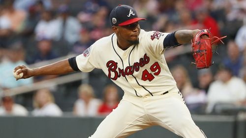 Julio Teheran of the Braves delivers against the Philadelphia Phillies at SunTrust Park. (Photo by Todd Kirkland/Getty Images)