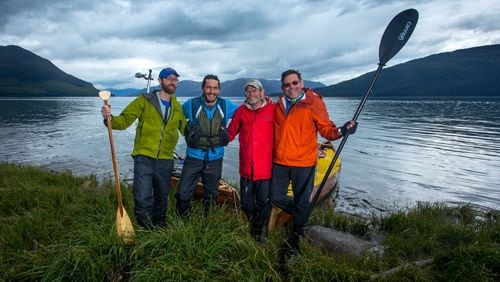 Brothers Ben and Nate Dappen, left, with their uncle Andy Dappen, second from right, and their father Alan Dappen during their summer 2017 canoeing trip up Alaska&apos;s Inside Passage. (Nate Dappen)