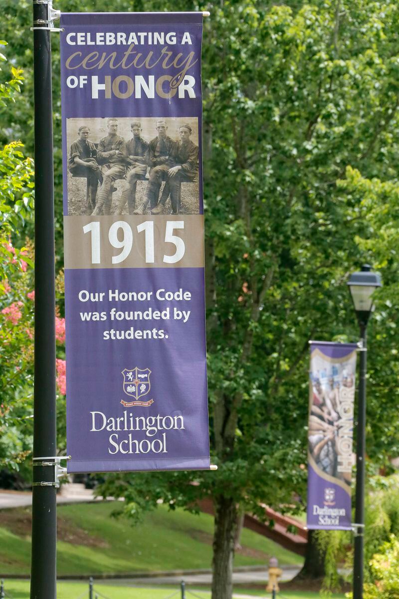  Banners celebrating the Darlington School's honor code are posted throughout its campus in Rome.  BOB ANDRES /BANDRES@AJC.COM