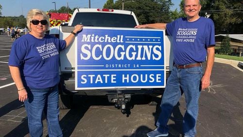 Mitchell Scoggins campaigned with his wife, Donna Wade Scoggins, for Georgia House District 14. He won a special election Dec. 18, 2018. Photo from Scoggins' campaign page on Facebook.
