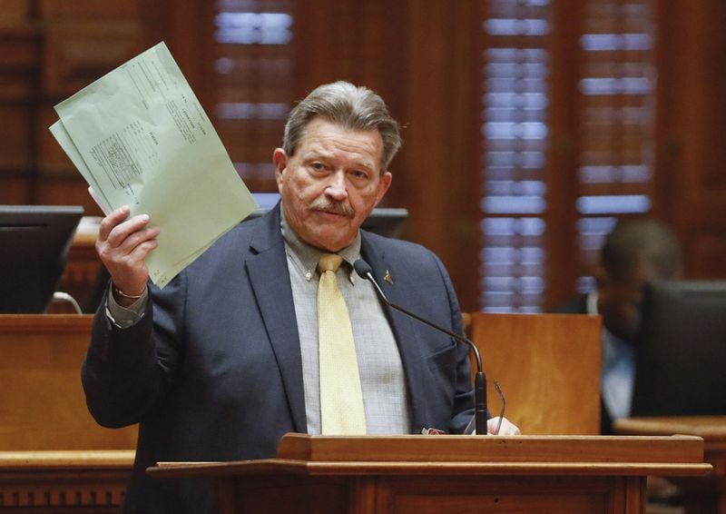 February 18, 2020 - Atlanta - Rep. Alan Powell, R - Hartwell, speaks during morning orders as the General Assembly returned for the 13th legislative day. Bob Andres / robert.andres@ajc.com
