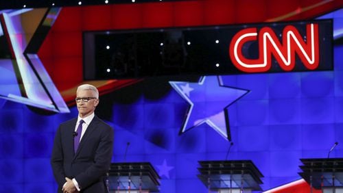 Anderson Cooper of CNN at the start of the Democratic presidential debate in Las Vegas, Oct. 13, 2015. (Josh Haner/The New York Times)