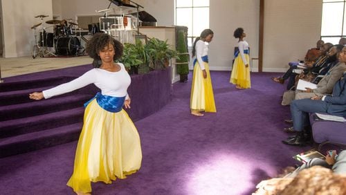 The Purposeful Praise Dance Ministry performs during the Jubilee Day celebration. STEVE SCHAEFER / SPECIAL TO THE AJC