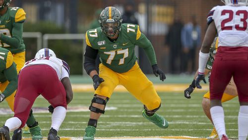 Norfolk State offensive tackle Kenneth Kirby announced his decision to transfer to Georgia Tech on Feb. 26, 2021. (Nick Sutton/Kinetic Stills)