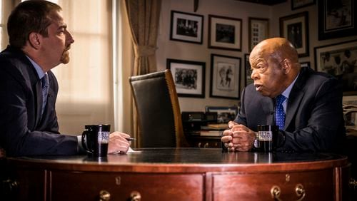 Moderator Chuck Todd, left, and Rep. John Lewis (D-GA) right, appear in a pre-taped interview on "Meet the Press" in Washington, D.C., Friday, January 13, 2017. (Photo by: William B. Plowman/NBC/NBC NewsWire)
