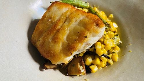 Kimball House offers grouper, with okra, shiitake mushrooms and corn. Bob Townsend/For The AJC