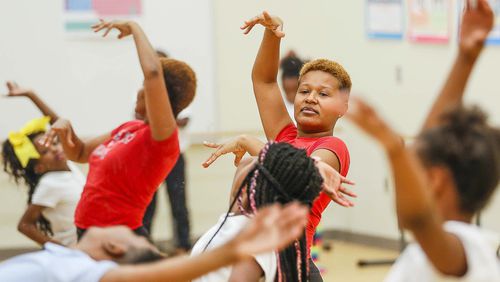 October 24, 2019 - Atlanta -  Formerly a first grade teacher,  Lisa Perrymond took over from a dance teacher that resigned and is preparing a dance for the APS state of the district event.   We follow Harper Archer's principal, Dr. Dione Simon Taylor, on her morning routine.   Bob Andres / robert.andres@ajc.com