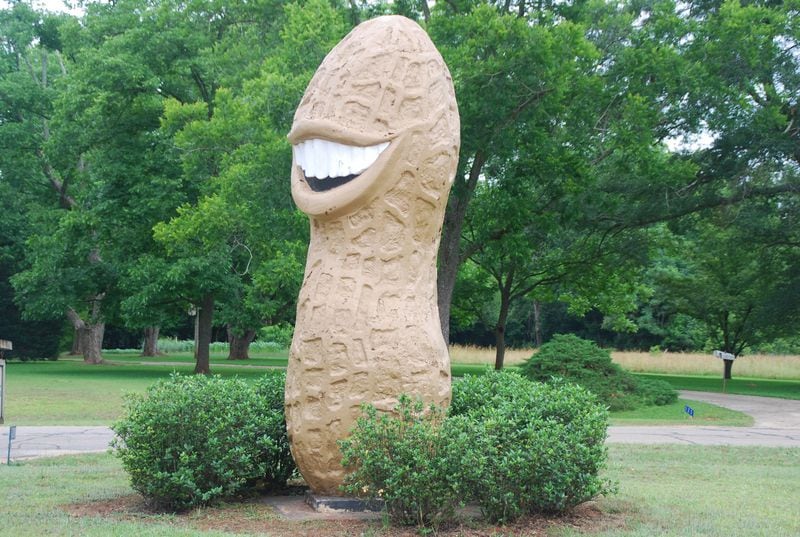 The giant peanut statue is a roadside photo attraction in Plains, Ga. (Myscha Theriault/TNS)