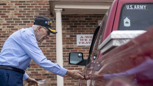 09/15/2021 — Thomson, Georgia — World War II Veteran Louis Graziano, 98, prepares to drive to his residence in Thomson, Wednesday, September 15, 2021. (Alyssa Pointer/Atlanta Journal Constitution)