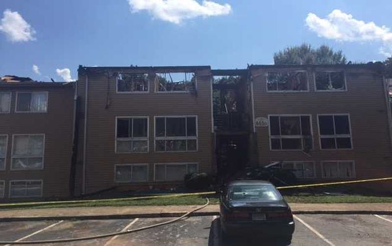 Nearly 50 firefighters responded to a fire at Villas at Riverside in Austell on Tuesday, Aug. 22, 2017.