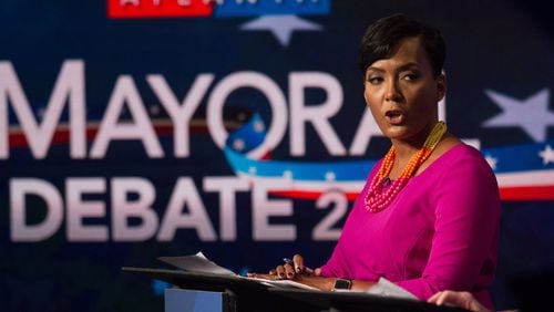Keisha Lance Bottoms, who was then an Atlanta mayoral contender, speaks at a WSB live debate.