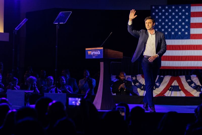 Summing up his philosophy as a U.S. senator, Jon Ossoff told a group of suburban business leaders that “effective leadership isn’t about being the most ruthless combatant on MSNBC or CNN or Fox News.” (Arvin Temkar / arvin.temkar@ajc.com)