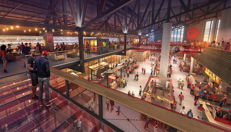 A rendering released late last year showing the interior of a renovated Philips Arena. (Hawks)