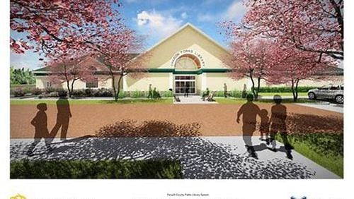 An artist rendering of the expansion and renovation of the Sharon Forks library branch