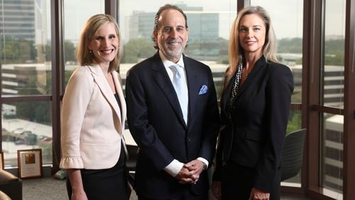 Atlanta lawyers are from left to right; Marissa Goldberg, Drew Findling, and Jennifer Little at their office, Wednesday, May 31, 2023, in Atlanta. These are President Donald Trump’s Atlanta lawyers. (Jason Getz / Jason.Getz@ajc.com)