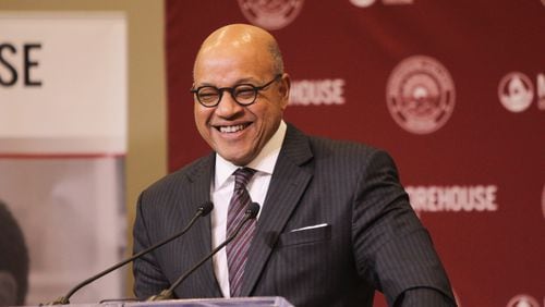 Dr. David A. Thomas, the new president of Morehouse College in Atlanta, addresses the public at his first news conference at Morehouse College in Atlanta, Georgia on Friday, January 12, 2018. (REANN HUBER/REANN.HUBER@AJC.COM)