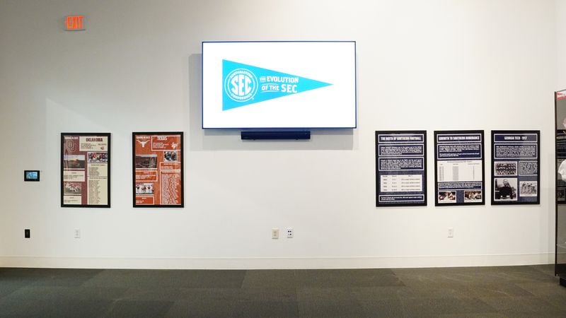 Hall curators have created an “Evolution of the SEC” exhibit. It features displays that tell the football stories of the schools that make up conference membership. (College Football Hall of Fame)
