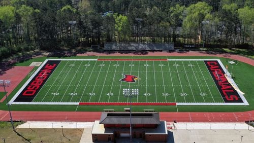 New artificial turf on the field and renovations of the press box and concession areas are among the recent improvements to the football stadium at Osborne High School.