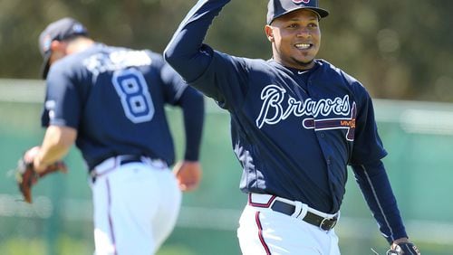 Veteran shortstop Erick Aybar is the best potentially available replacement for injured Cardinals shortstop Jhonny Peralta, but the Braves say they’d have to receive an overwhelming offer to trade him right now. (Curtis Compton / ccompton@ajc.com)