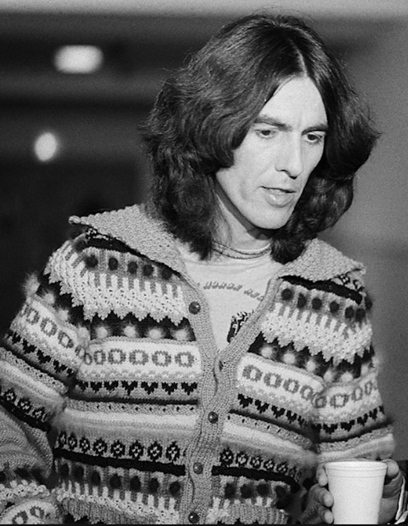 George Harrison is seen in 1976 on the set of “Saturday Night Live,” three nights after he talked with the AJC’s Bill King. CONTRIBUTED BY NBC