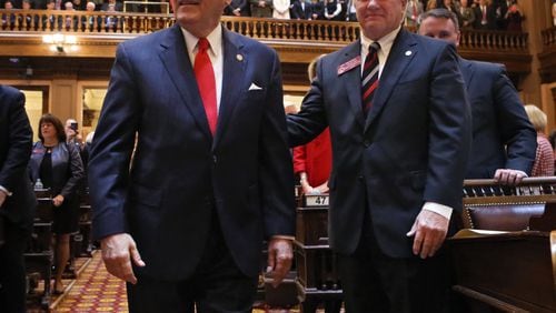 Gov. Nathan Deal announced a big bump in tax collections in May, likely assuring a solid surplus when the state ends its fiscal year June 30. BOB ANDRES / BANDRES@AJC.COM