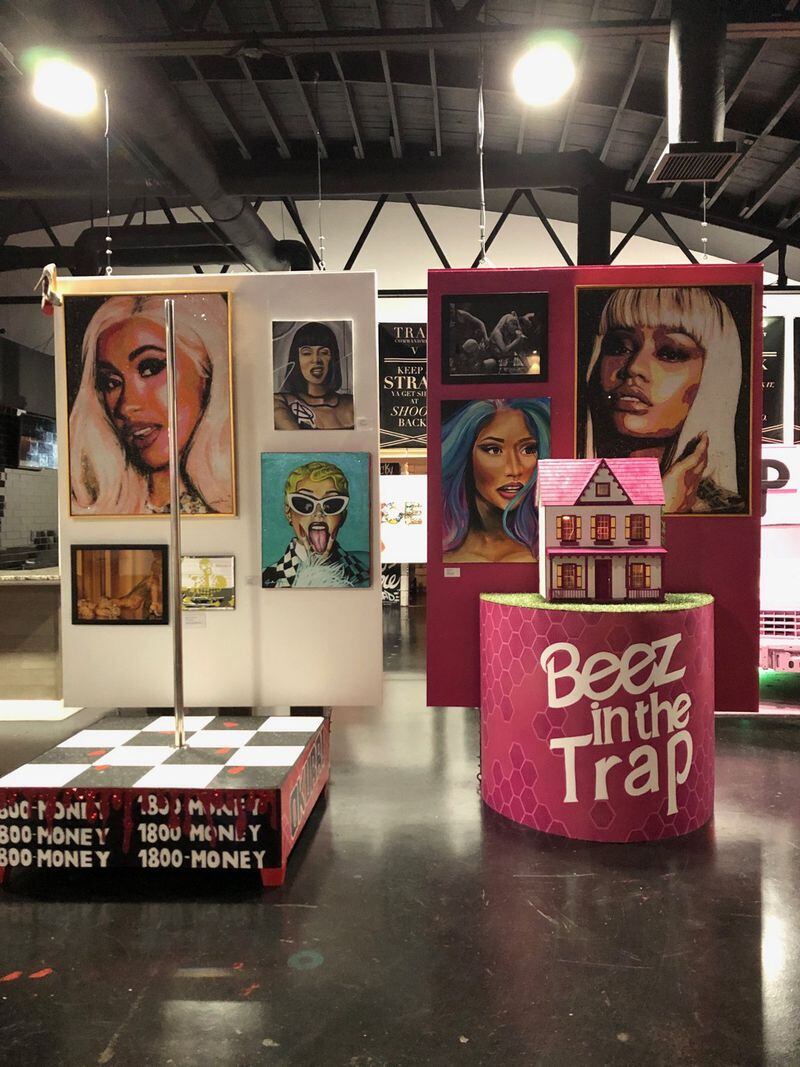 Cardi B and Nicki Minaj installation at the Trap Music Museum.