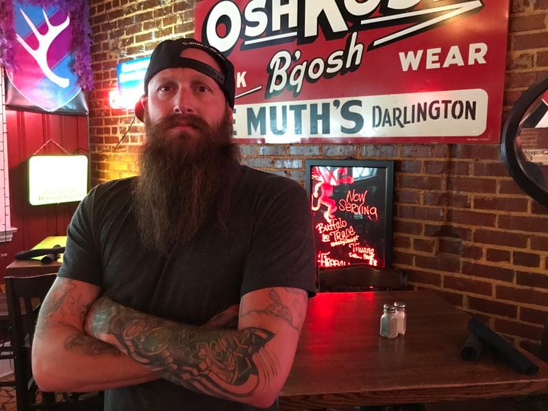 "Ink Master" contestant Wes Hogan, visiting Atlanta June 4, 2017 from Riverside, Calif. This was taken at Cowtippers. CREDIT: Rodney Ho/rho@ajc.com