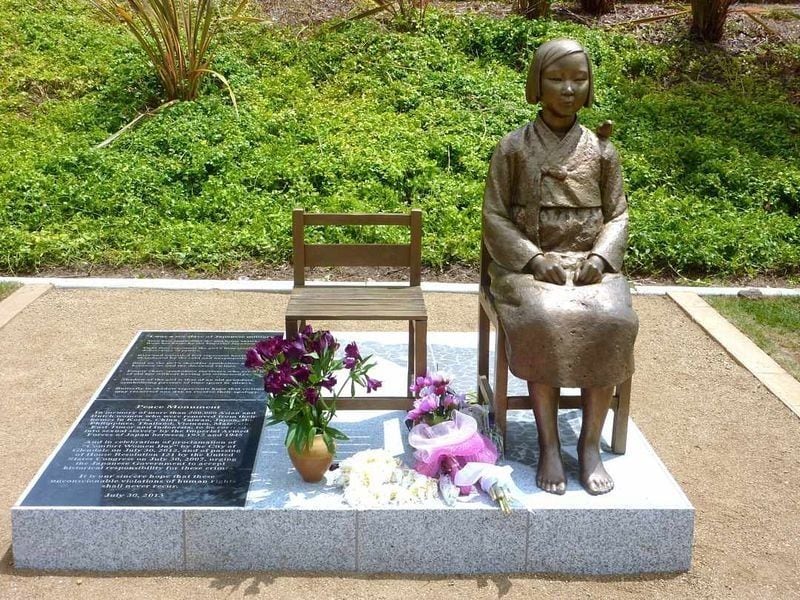 The one-ton bronze statue memorializing the 200,000 girls and women who were trafficked into sexual slavery during World War II was created by Kim Woon-Sung and Kim Seo-Kyung, a husband and wife team from the Republic of Korea. Photo: contributed by Remember Our Sisters Everywhere