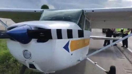 A Cessna 172 airplane made an emergency landing on a Florida interstate highway Saturday. There were no injuries.