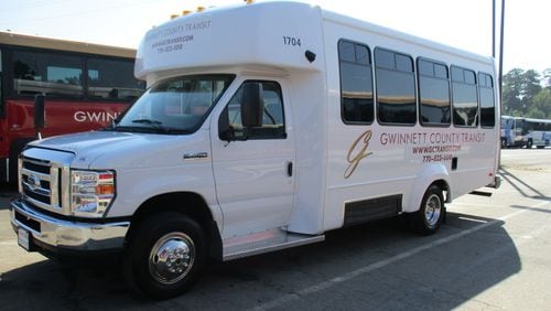 The vehicles used in Gwinnett County's pilot "microtransit" program in Snellville will be similar to the county's paratransit buses, one of which is shown here. (Courtesy of Gwinnett County)