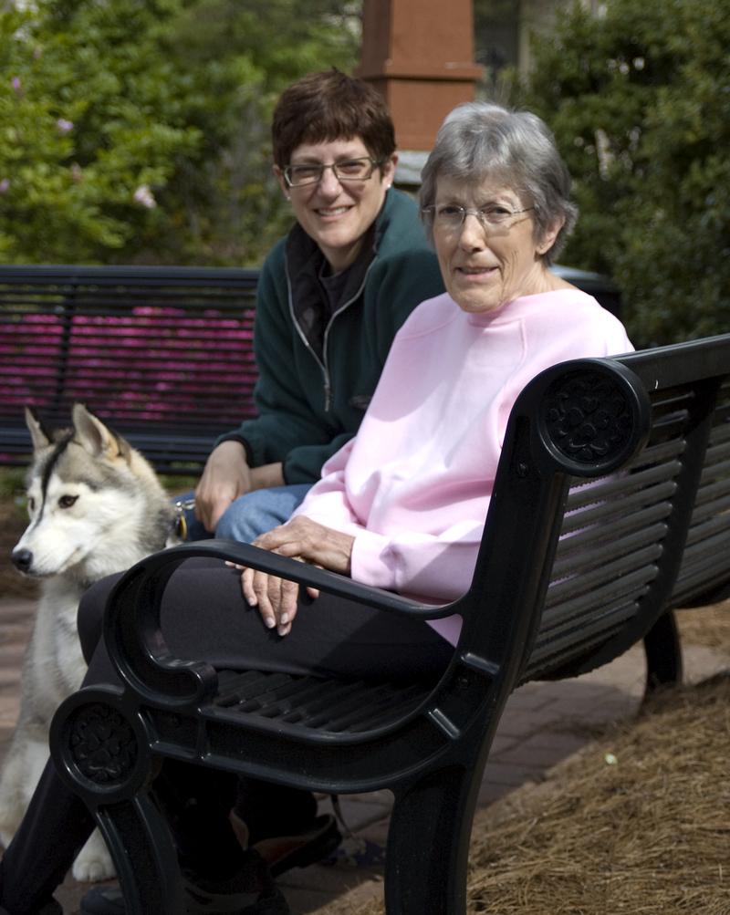 Patricia Carini (right) and her daughter Susan Carini and Susan's dog Sable. Patricia was a resident at Dunwoody Health and Rehabilitation. She died after testing positive for COVID-19. (Photo courtesy of family)