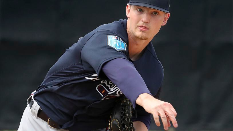 Braves prospect Mike Soroka faced six batters and recorded six outs Tuesday against the Blue Jays. (Curtis Compton/Atlanta Journal-Constitution)